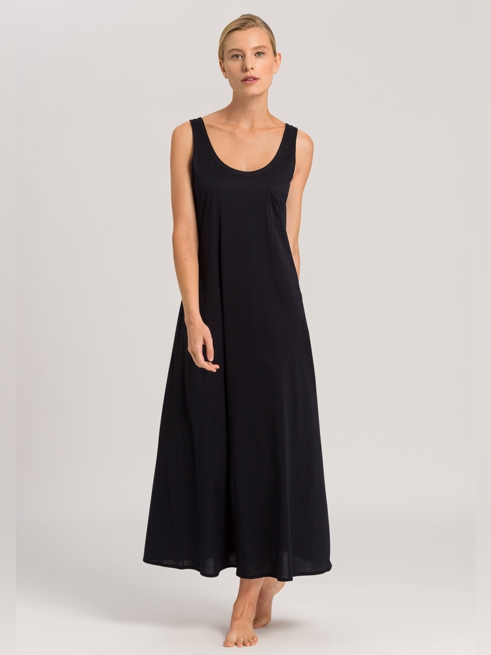 Hanro Cotton Deluxe Long Sleeveless Loungewear Maxi Sleep Tank Gown Size Small